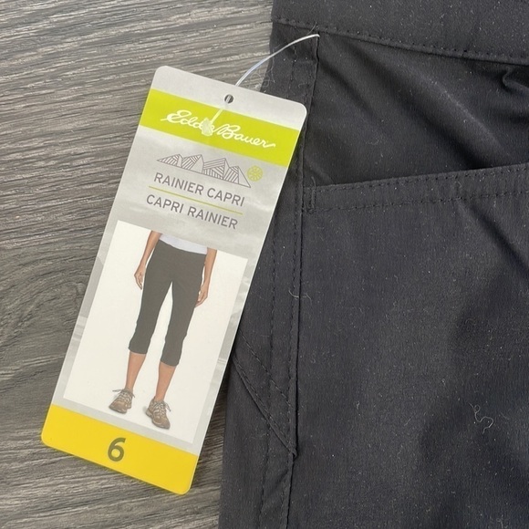 NWT Sz 6 Eddie Bauer Rainer Capris pants in Black - Picture 8 of 9